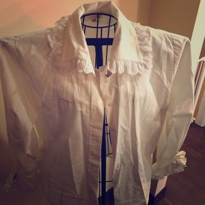 Vintage white button down with lace trim